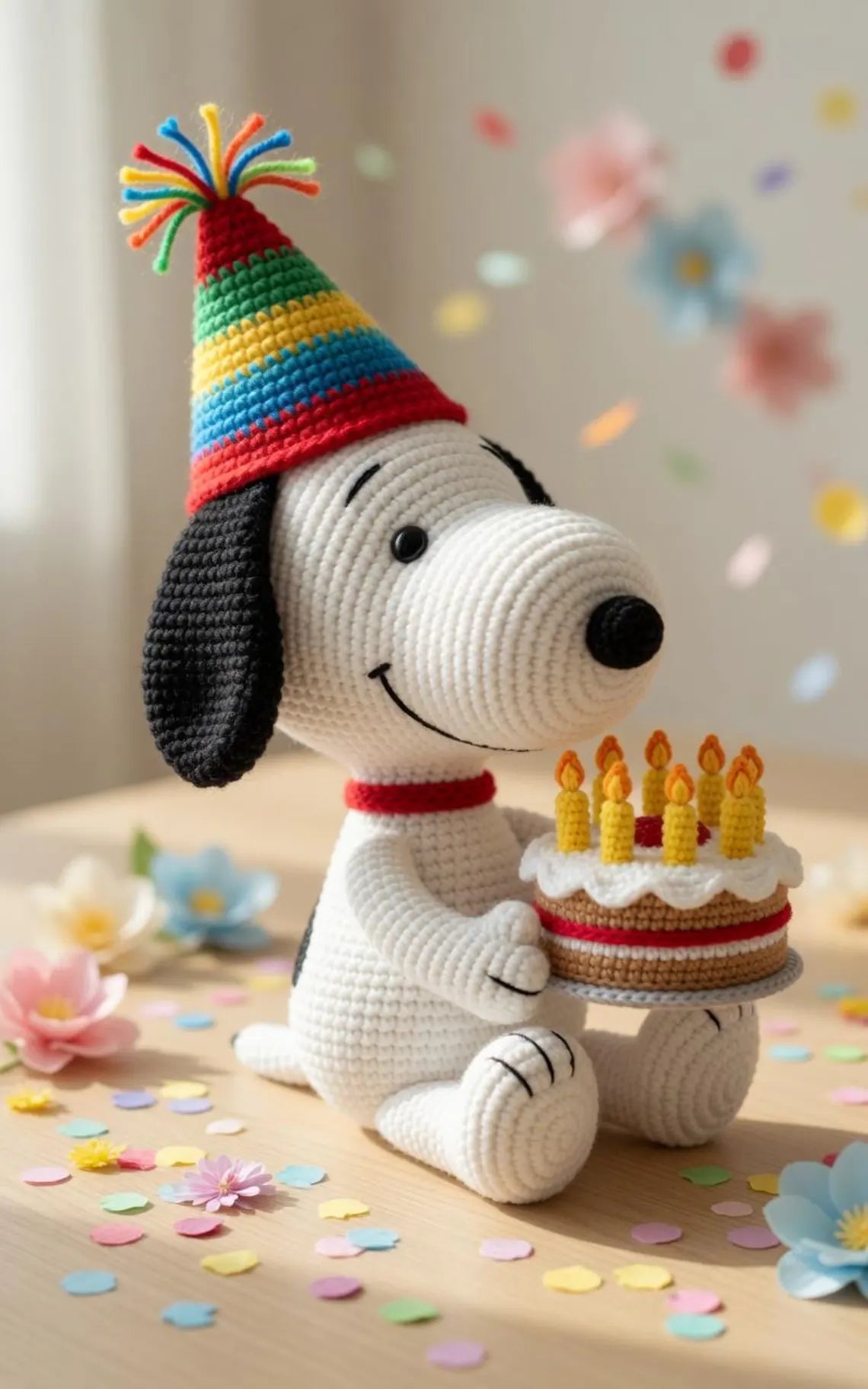 Snoopy Birthday Crochet Plush, Handmade Snoopy Birthday Gift, Crochet Dog Plush, Birthday Amigurumi, Cute Snoopy Plush Toy, Celebration Gift