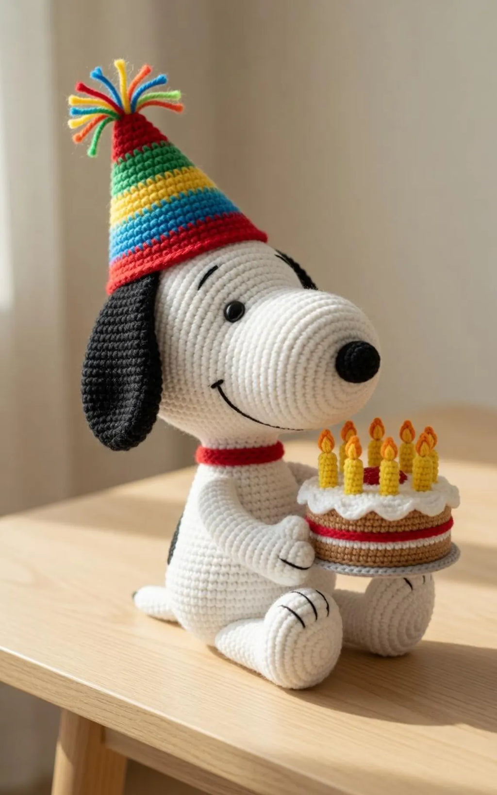 Snoopy Birthday Crochet Plush, Handmade Snoopy Birthday Gift, Crochet Dog Plush, Birthday Amigurumi, Cute Snoopy Plush Toy, Celebration Gift