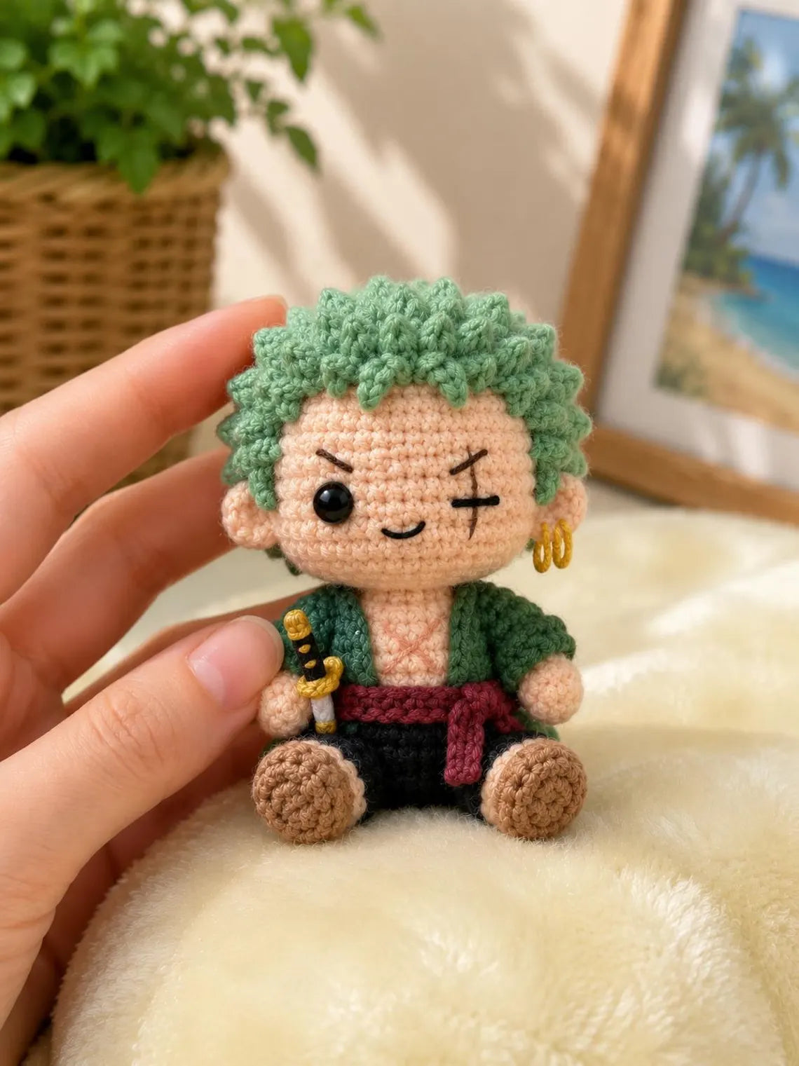 One Piece Crochet Keychain, Luffy Chopper Crochet Plush, Handmade Anime Amigurumi Keychain, Straw Hat Crew Doll