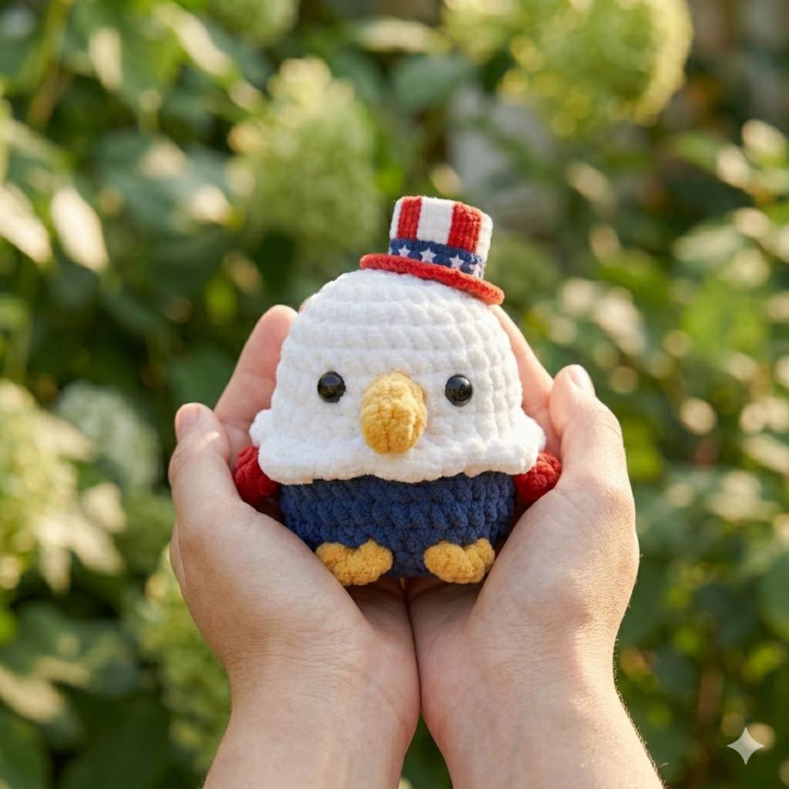 Patriotic Eagle Crochet Plush, American Eagle Amigurumi, July 4th Decor, USA Crochet Bird, Independence Day Gift, Patriotic Stuffed Animal