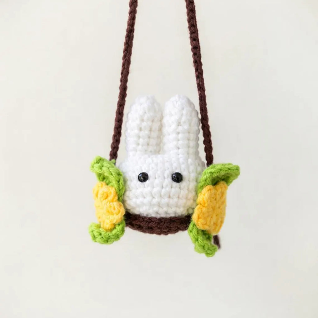 Anime Crochet Car Hanging, Studio Ghibli Inspired Car Charm, Totoro Soot Sprite Swing Decor, Rear View Mirror Accessory, Handmade Gift