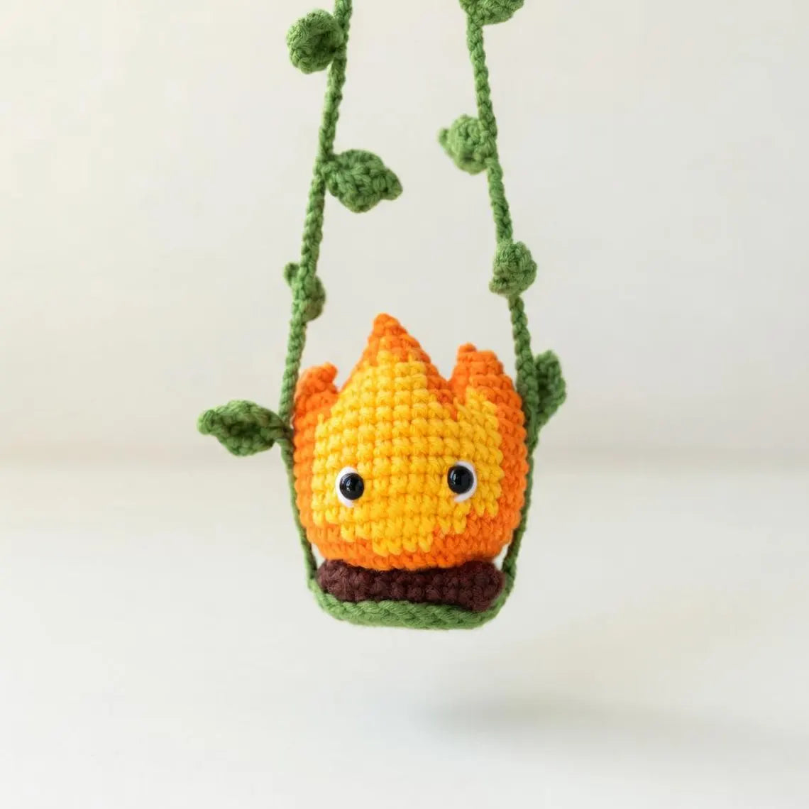 Anime Crochet Car Hanging, Studio Ghibli Inspired Car Charm, Totoro Soot Sprite Swing Decor, Rear View Mirror Accessory, Handmade Gift